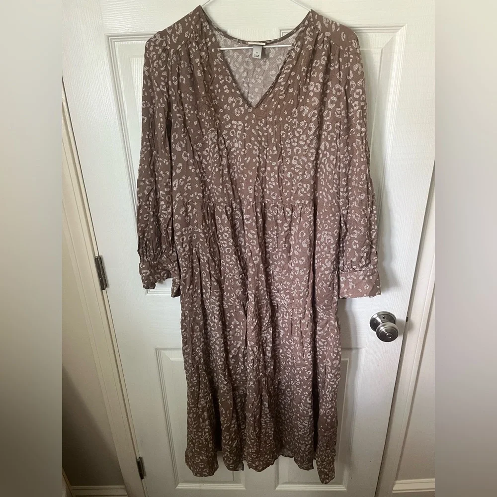 a new day Brown Animal Print Long Sleeve Dress